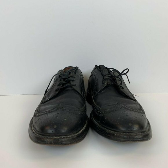 Keith Highlanders Long Wingtip Oxfords Vtg Leather Lace Up Black 12821R Size 9 - Picture 2 of 7